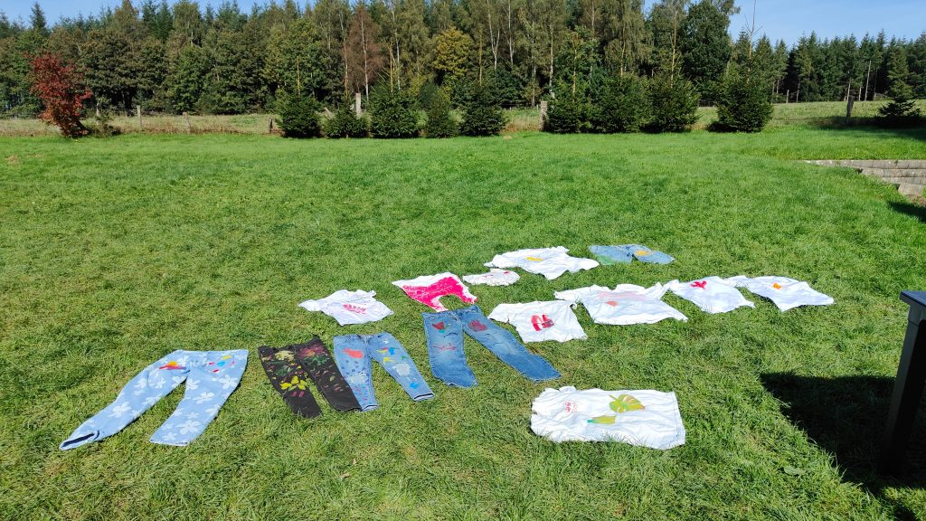 T-shirts and jeans drying in the sun