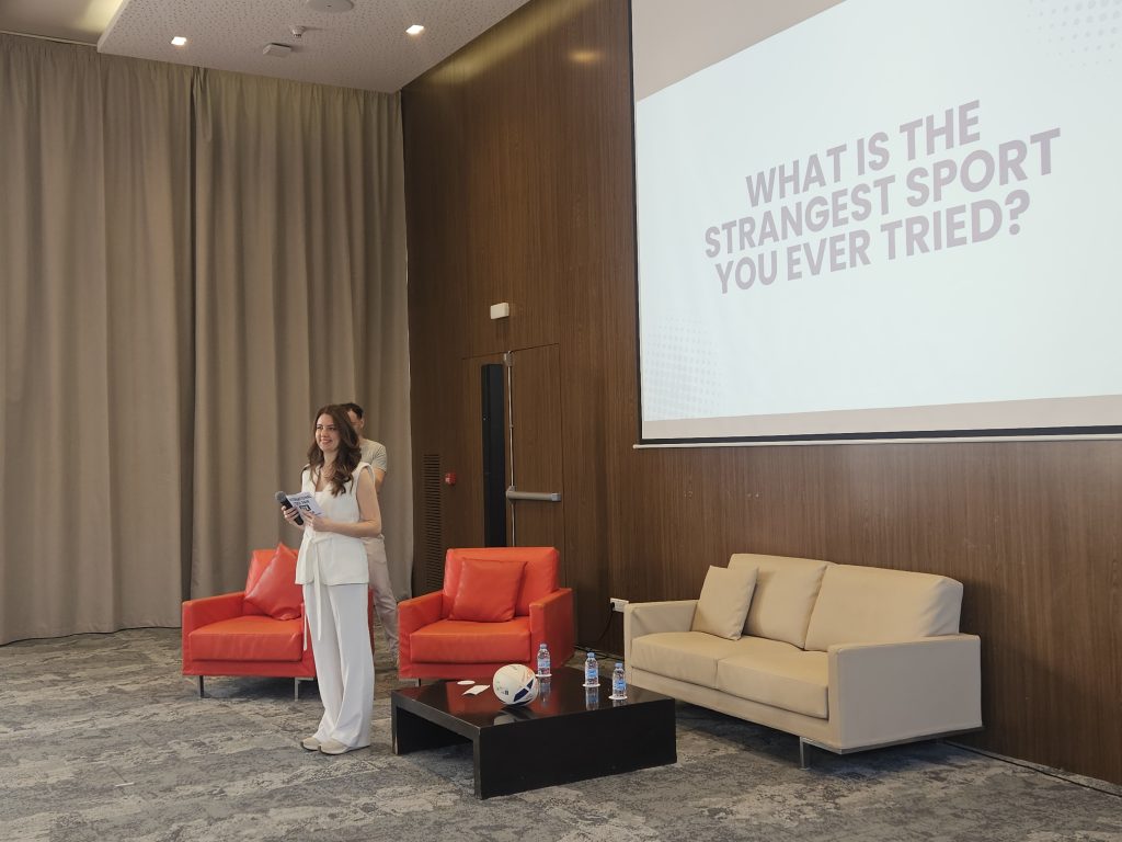 slide "what is the strangest sport you ever tries?"